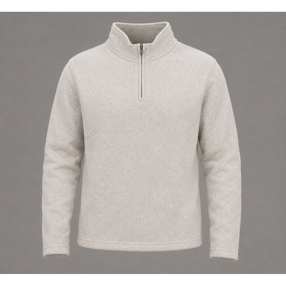 Departwest Mens Quarter Zip Pullover Oatmeal Heather Mock Neck DW005FF Large